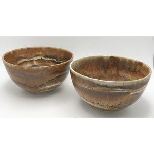 M. Spangler AGATE BOWL Studio Art Pottery California Signed Earth Tone Agateware